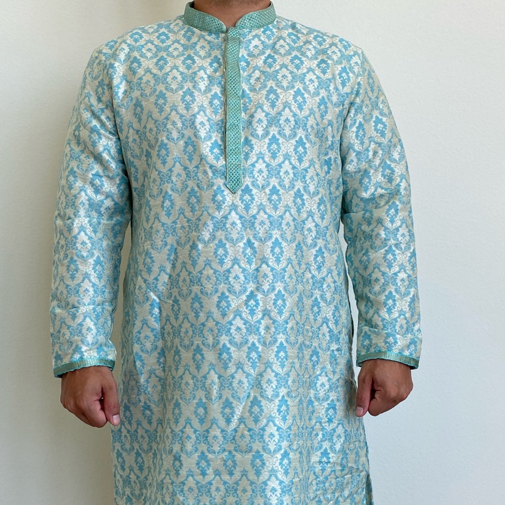 Full Outfit Blue Kurta (for men, size L, 98cm/38.5in length, 41.5in/106cm chest)
